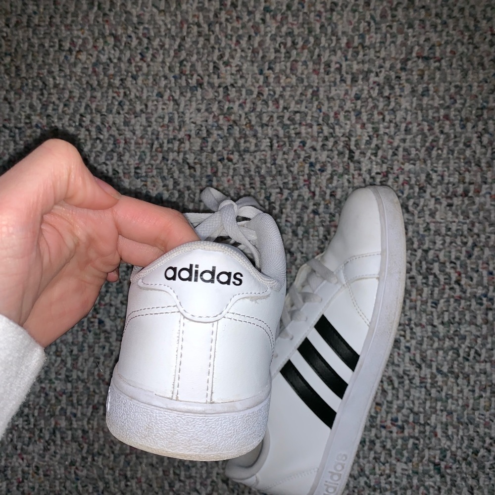 cute white addias shoes